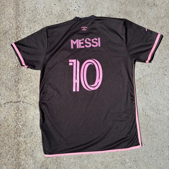 adidas Other - Adidas Inter Miami CF Messi 10 Away Jersey Mens Medium Black Pink Soccer Shirt